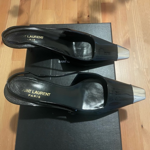 Saint Laurent Blade Patent Slingback Heels - Picture 3 of 9